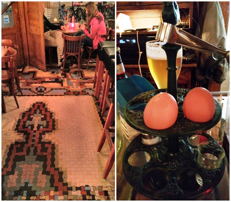 A Café Mulder, Amszterdam két jellegzetessége, a padló és a tojás